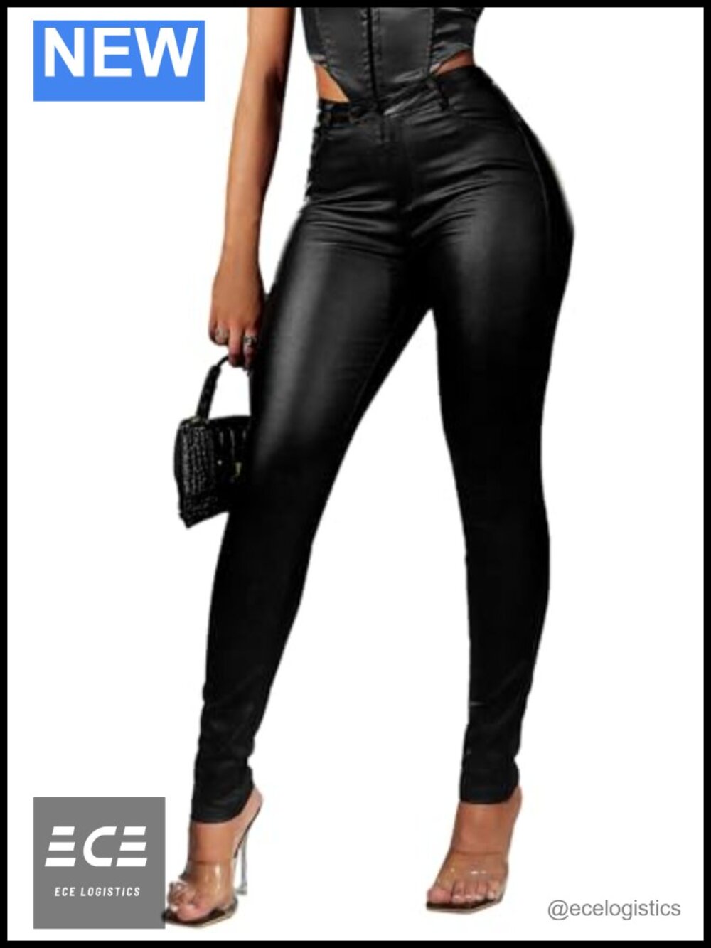 Faux Leather High Waist Skinny Leggings Stretchy Pants